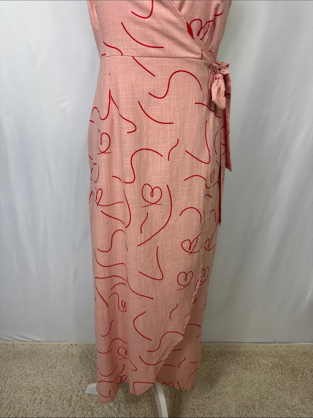 Petal & Pup Abigail Wrap Midi Dress Size Medium Pink Red - Picture 6 of 12